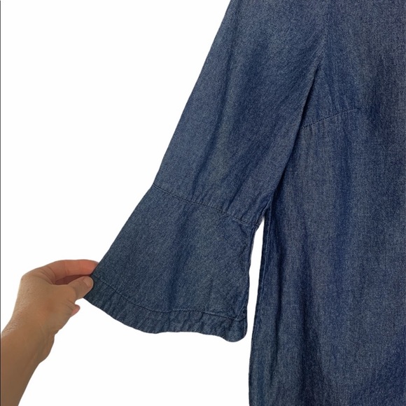 Draper James Chambray Ruffle Shift Dress 8 - Picture 4 of 8